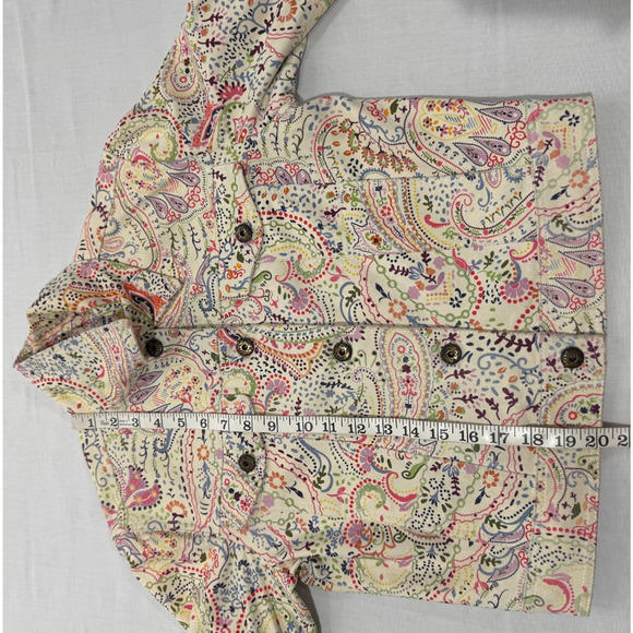 Womens Robert Graham Lambskin Suede Print Jacket Sz XS Cream Multicolor Paisley - Picture 10 of 11